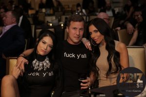 Katrina Jade, Jessy Jones and Jaclyn Taylor say 'fuck y'all'. 'F@ck y'all' Shirts at 2018 Xbiz Awards Honor August Ames, Protest Jessica Drake