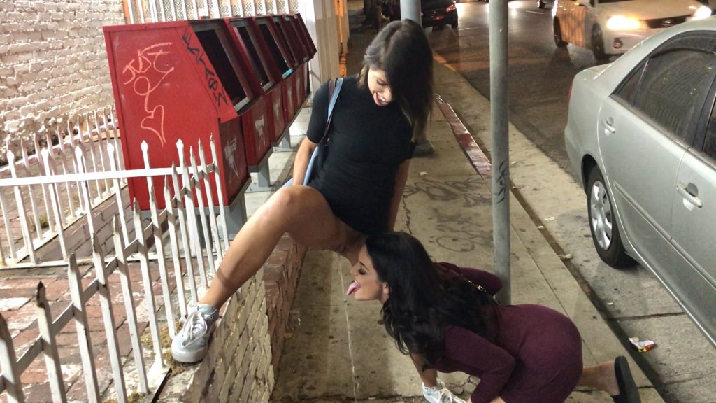Adriana Chechik urinating in public and Kissa Sins drinking it