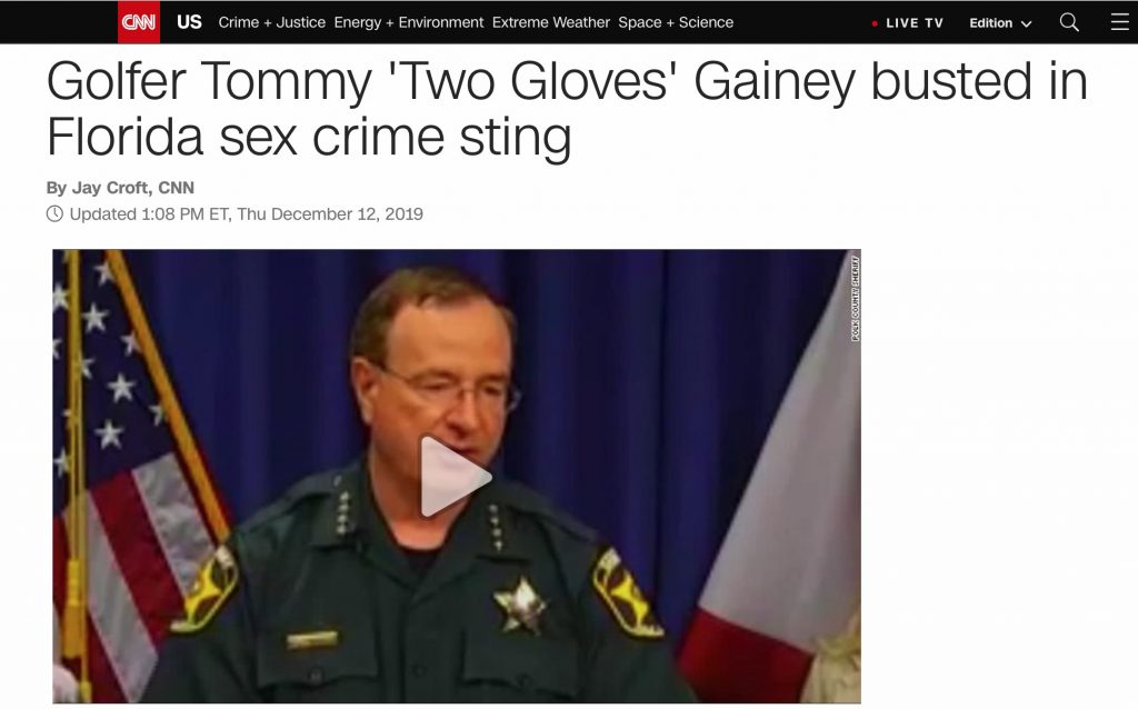 Client Shaming Continues As Golfer Tommy Two Gloves Gainey Arrested