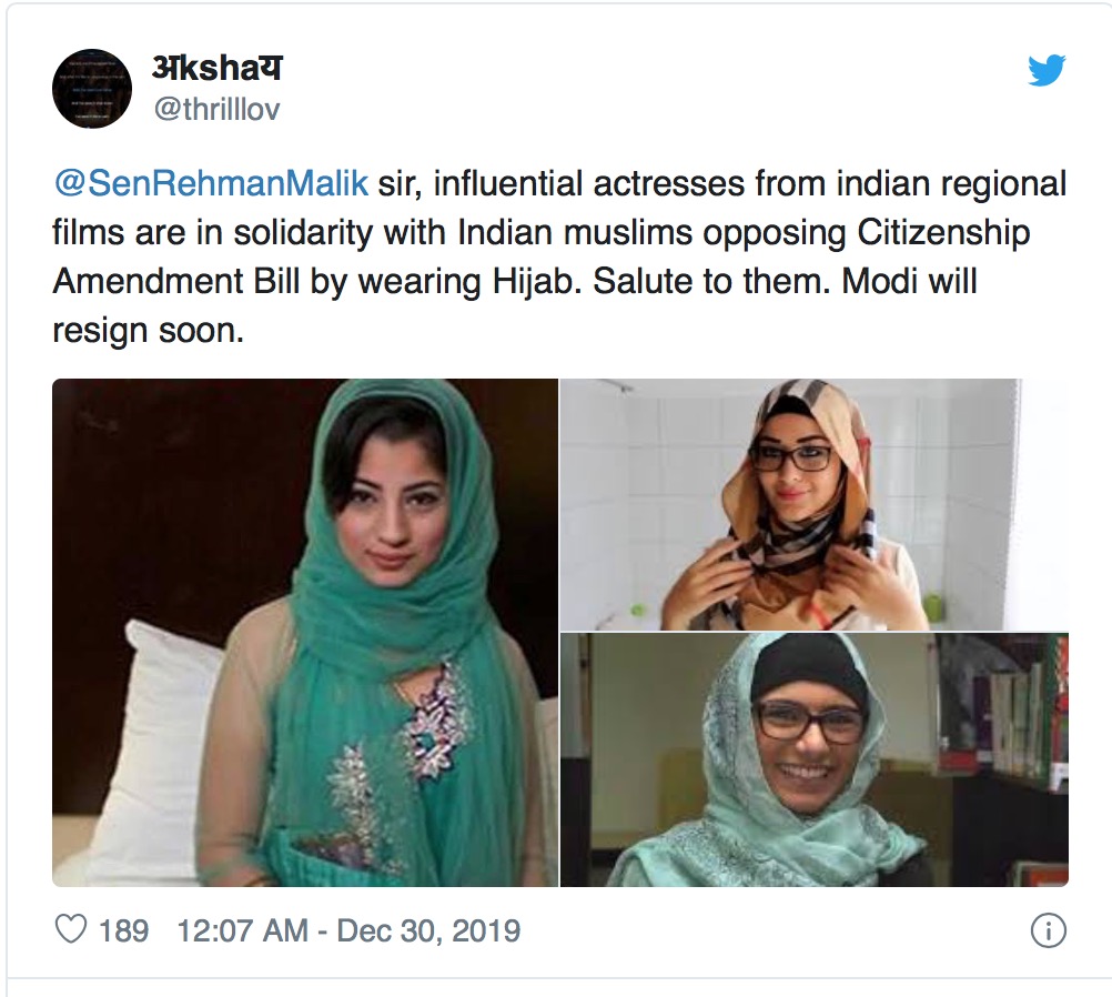 American Hijab Porn - Ex #Pakistan minister mistakes Mia Khalifa #Hijab porn pic for support of  Indian Muslims, gets trolled